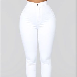 Super High Waist Denim Skinnies - White